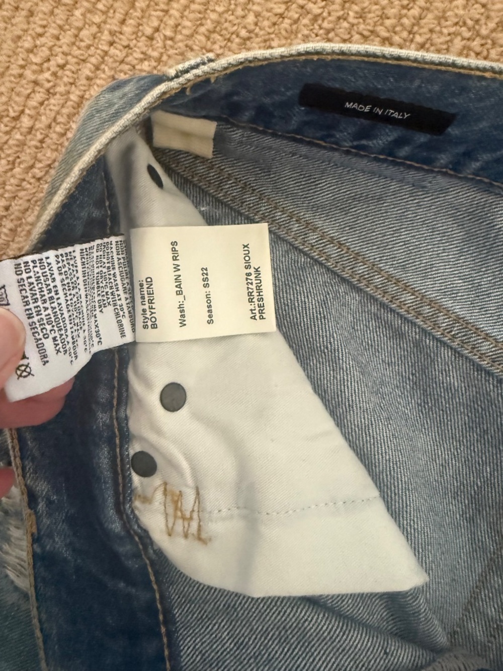 R13 Boyfriend Jeans in BAIN W/ RIPS - SZ 28 - Picture 11 of 13
